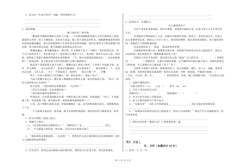 安庆市实验小学六年级语文下学期综合练习试题 含答案.doc_第3页