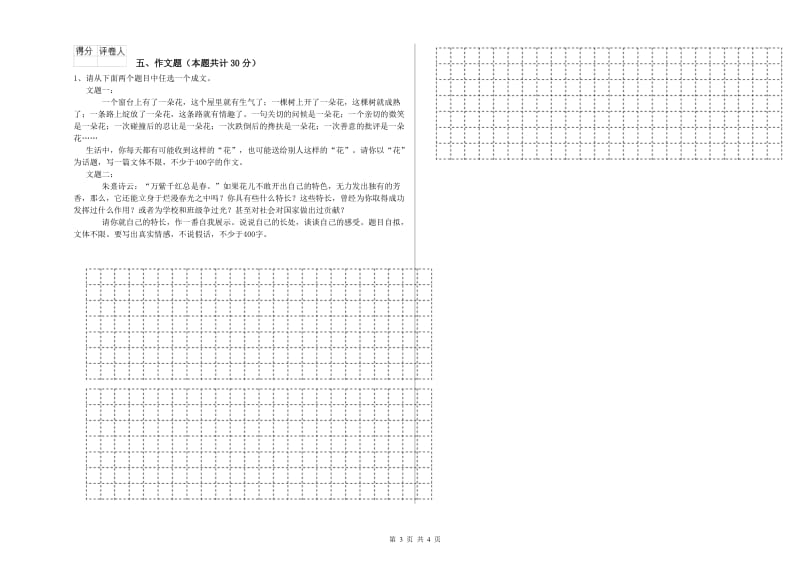 大连市重点小学小升初语文能力测试试卷 含答案.doc_第3页