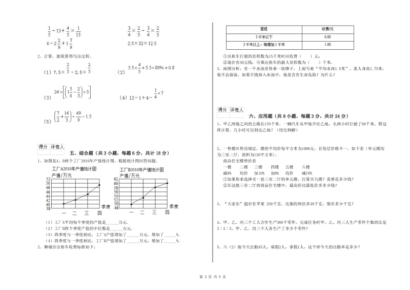 安徽省2019年小升初数学综合练习试卷D卷 附解析.doc_第2页