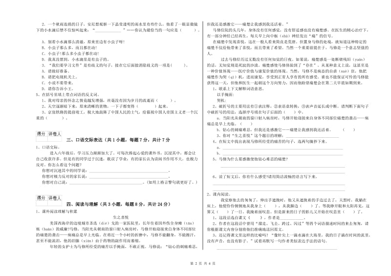 吉林省小升初语文模拟考试试题B卷 附答案.doc_第2页