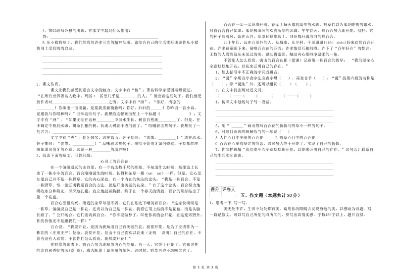 兴安盟重点小学小升初语文每周一练试题 含答案.doc_第3页