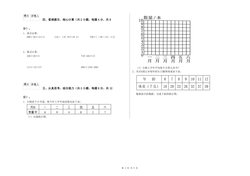 宁夏2019年四年级数学【上册】期末考试试题 附答案.doc_第2页