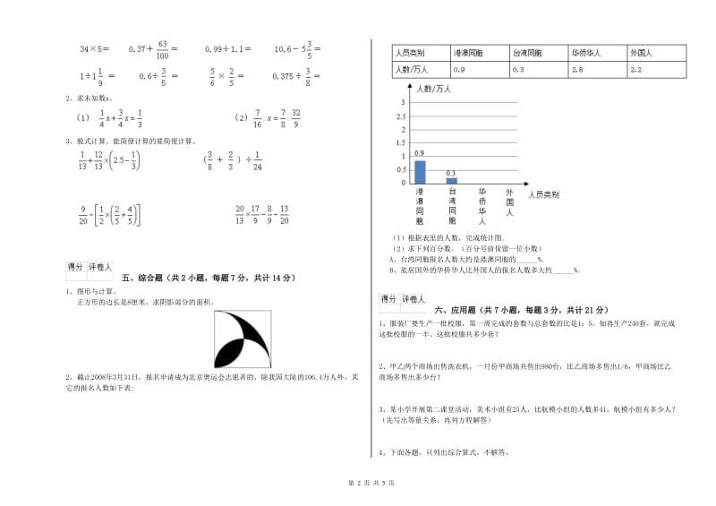 宜昌市实验小学六年级数学【下册】综合检测试题 附答案.doc_第2页