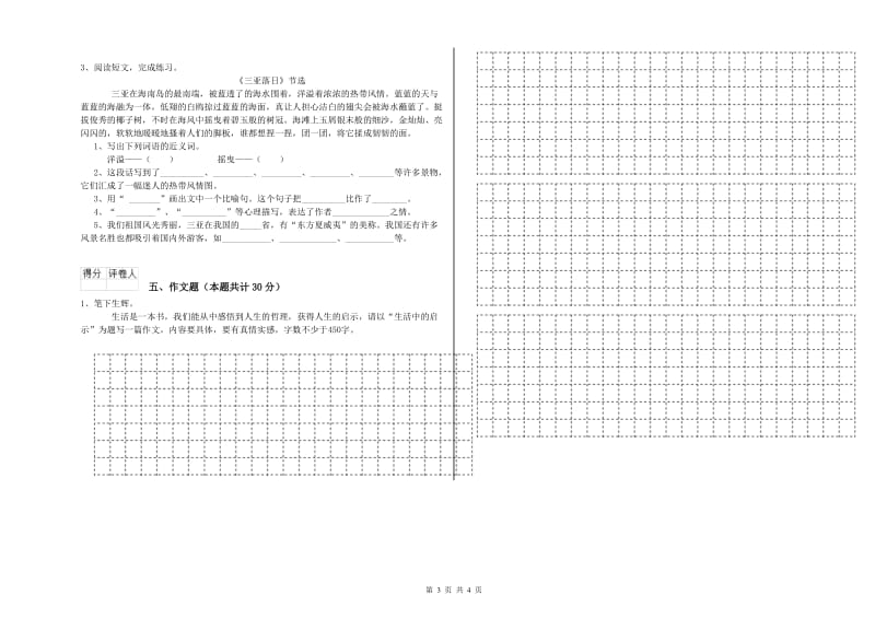 大庆市重点小学小升初语文考前检测试卷 含答案.doc_第3页