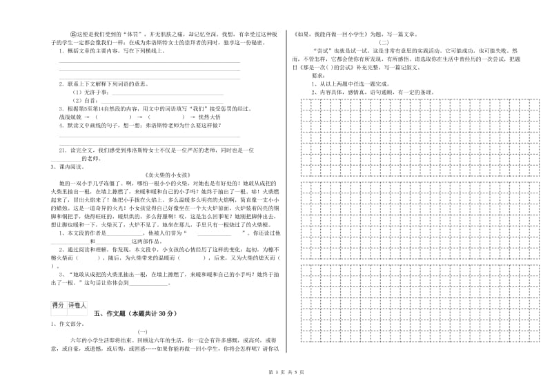 吉林省重点小学小升初语文过关检测试卷B卷 附答案.doc_第3页