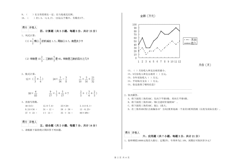 太原市实验小学六年级数学下学期综合检测试题 附答案.doc_第2页