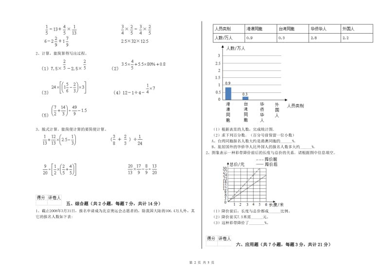 哈密地区实验小学六年级数学【下册】综合练习试题 附答案.doc_第2页