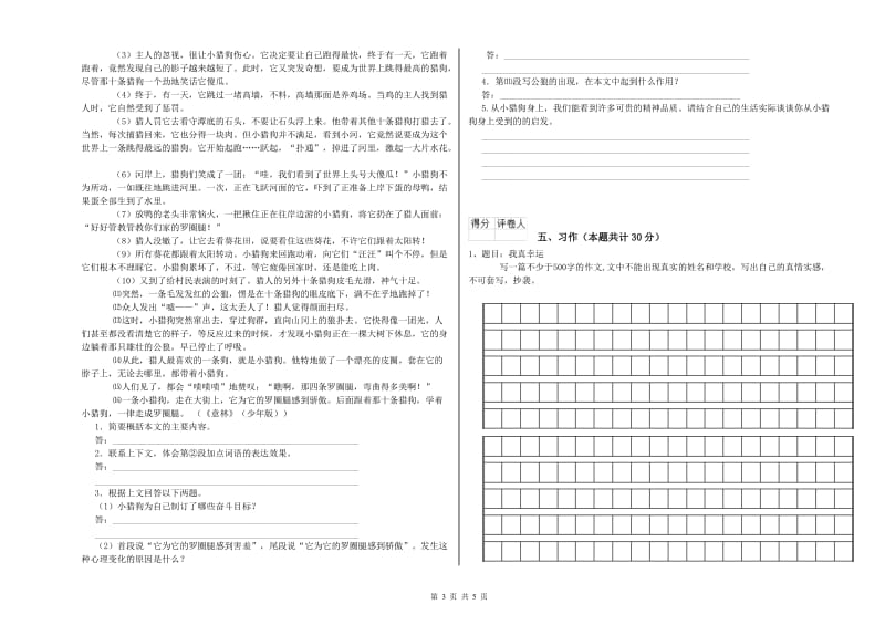 南京市实验小学六年级语文下学期能力提升试题 含答案.doc_第3页