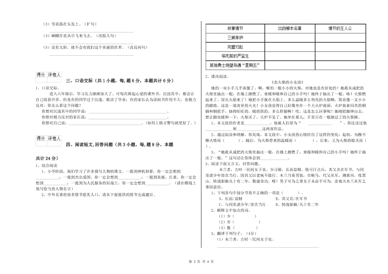 六年级语文【下册】过关检测试题D卷 含答案.doc_第2页