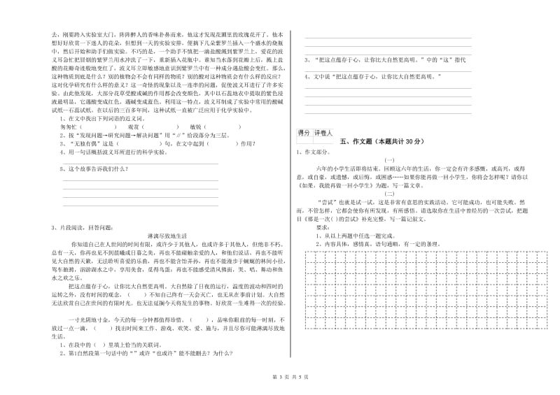 咸阳市重点小学小升初语文过关检测试卷 含答案.doc_第3页