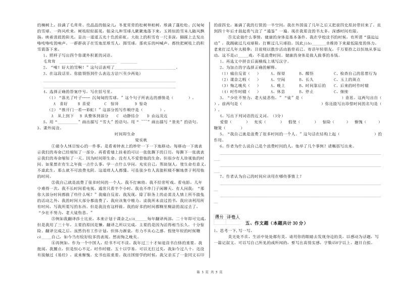 内蒙古重点小学小升初语文综合练习试卷A卷 附解析.doc_第3页