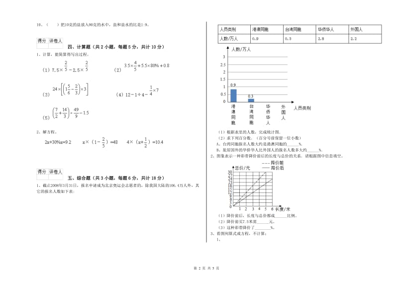 安徽省2020年小升初数学综合练习试卷D卷 含答案.doc_第2页