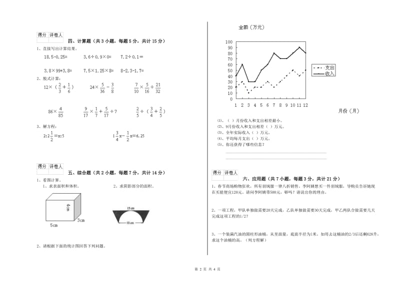 南充市实验小学六年级数学上学期每周一练试题 附答案.doc_第2页