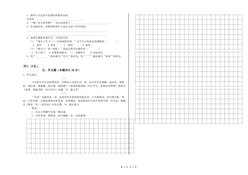 唐山市重点小学小升初语文能力测试试卷 附答案.doc_第3页