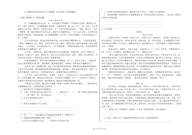 六年级语文下学期综合检测试题B卷 含答案.doc_第3页