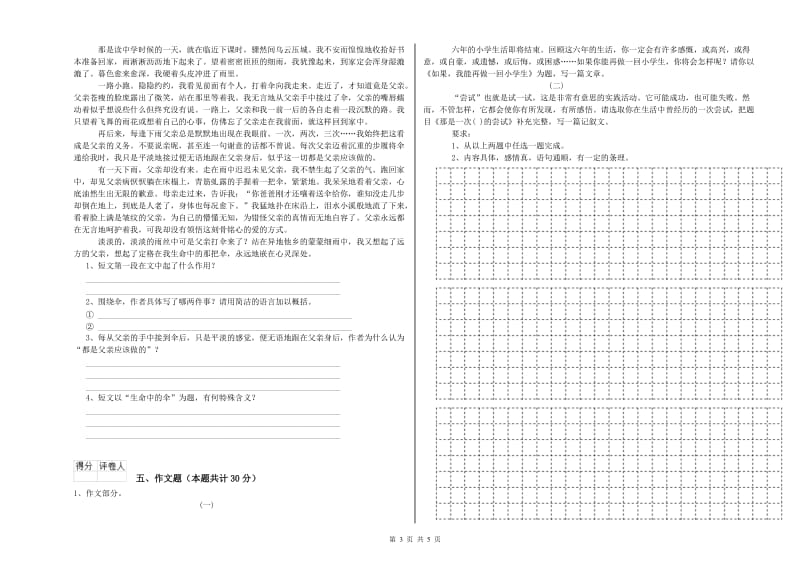 南充市重点小学小升初语文能力检测试卷 含答案.doc_第3页