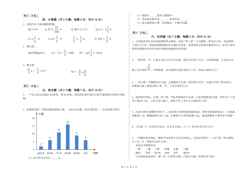 宜宾市实验小学六年级数学下学期能力检测试题 附答案.doc_第2页