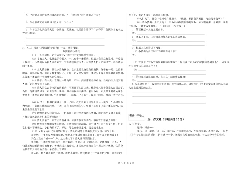 吴忠市重点小学小升初语文能力测试试卷 附答案.doc_第3页