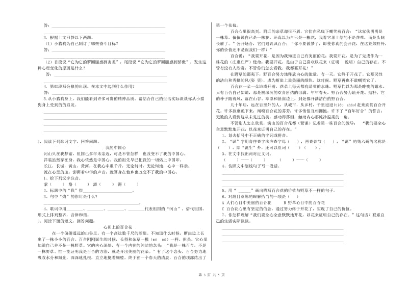 宁夏重点小学小升初语文综合检测试题D卷 含答案.doc_第3页