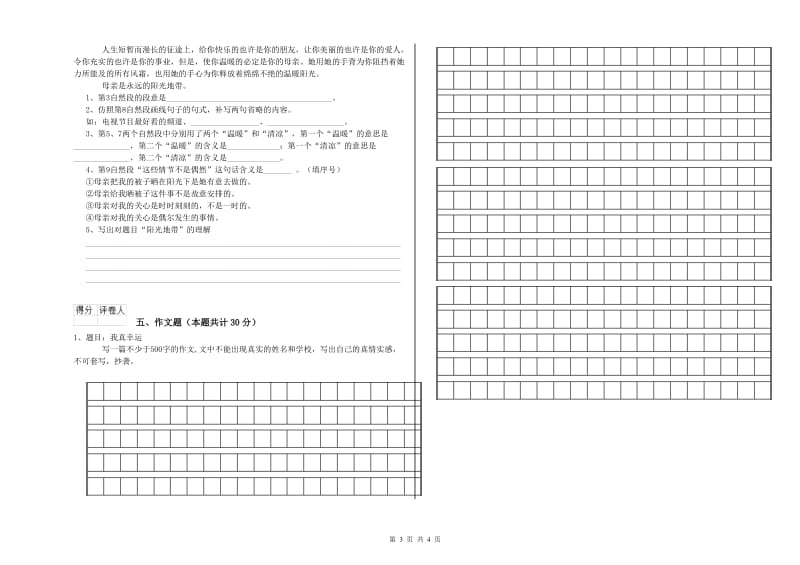 安徽省小升初语文强化训练试卷 含答案.doc_第3页