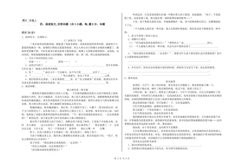 六年级语文下学期过关检测试卷D卷 附解析.doc_第2页