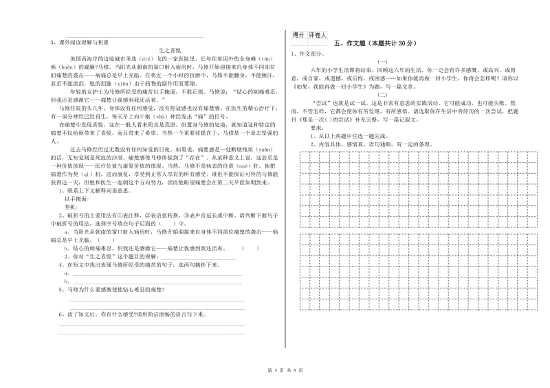 吉林省小升初语文综合练习试题A卷 含答案.doc_第3页