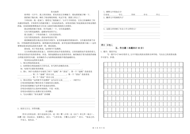 宁夏小升初语文能力测试试题D卷 附答案.doc_第3页