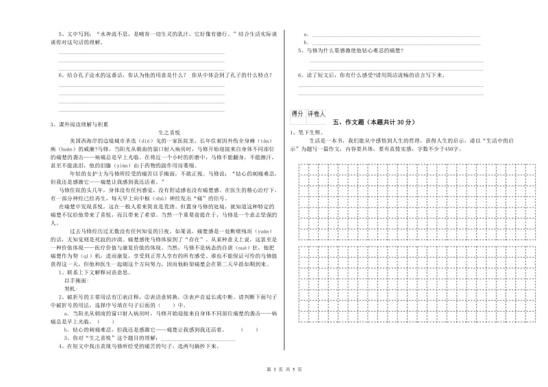 安徽省重点小学小升初语文全真模拟考试试题C卷 附答案.doc_第3页