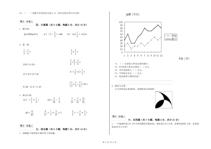 定西市实验小学六年级数学下学期每周一练试题 附答案.doc_第2页