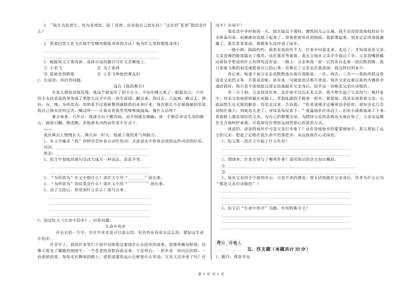 四平市重点小学小升初语文考前练习试卷 附解析.doc_第3页