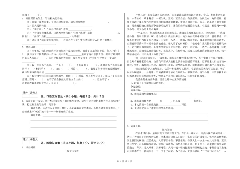 四川省重点小学小升初语文综合练习试卷B卷 附解析.doc_第2页