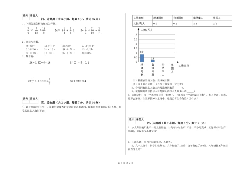 周口市实验小学六年级数学上学期期末考试试题 附答案.doc_第2页