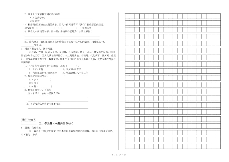 吉林省小升初语文强化训练试题C卷 含答案.doc_第3页