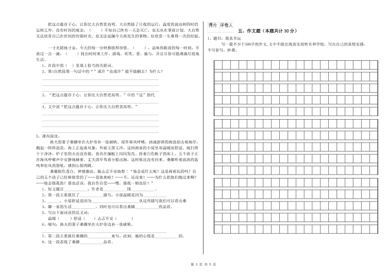 吉林省重点小学小升初语文能力测试试卷D卷 附答案.doc_第3页