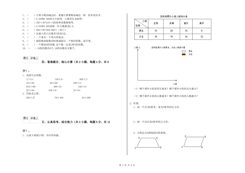 四年级数学【上册】综合练习试卷C卷 附答案.doc_第2页