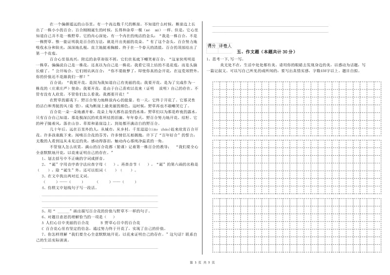 南阳市重点小学小升初语文提升训练试题 附答案.doc_第3页