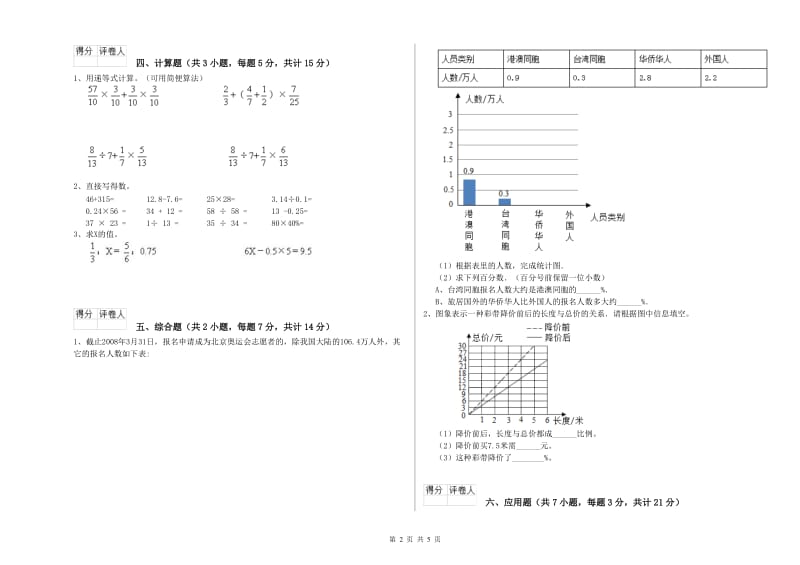 外研版六年级数学上学期全真模拟考试试卷C卷 附答案.doc_第2页