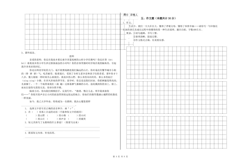 吉林省小升初语文过关检测试卷D卷 含答案.doc_第3页