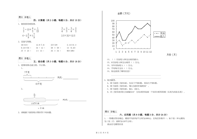 安徽省2019年小升初数学自我检测试卷B卷 附解析.doc_第2页