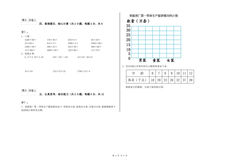 四年级数学【下册】月考试题C卷 含答案.doc_第2页