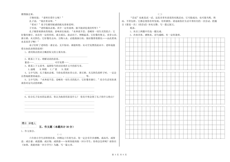 吉林省小升初语文能力测试试卷D卷 含答案.doc_第3页