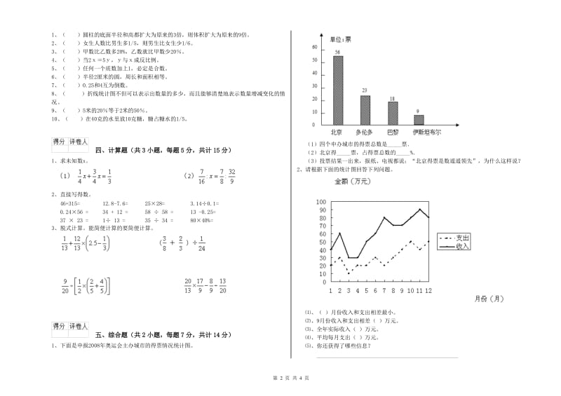 北师大版六年级数学【下册】综合练习试题D卷 含答案.doc_第2页