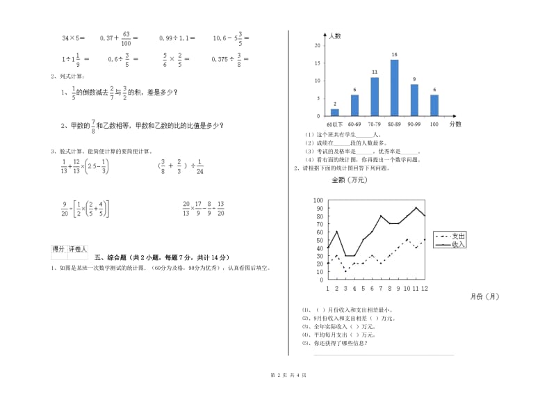 威海市实验小学六年级数学【上册】过关检测试题 附答案.doc_第2页