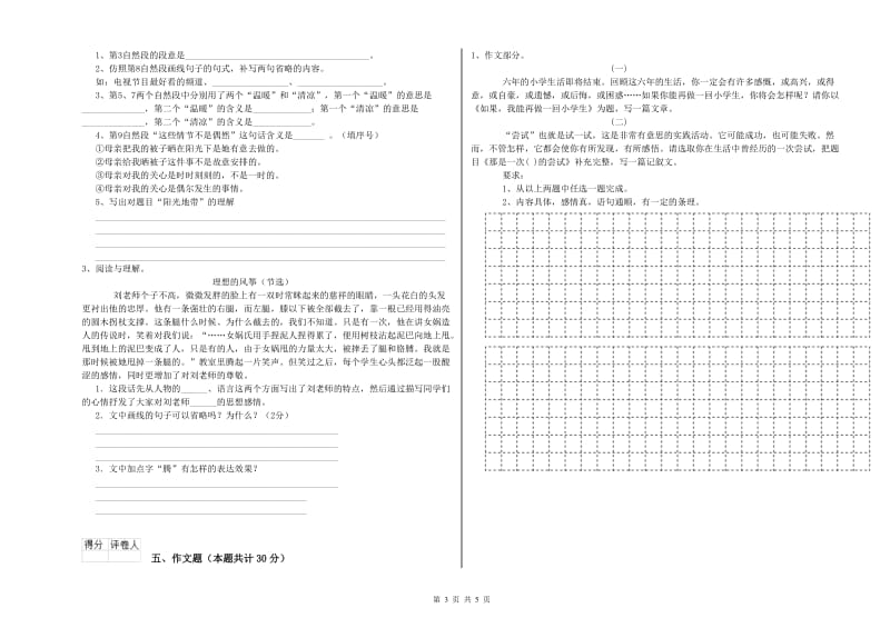 内蒙古重点小学小升初语文考前练习试卷D卷 含答案.doc_第3页
