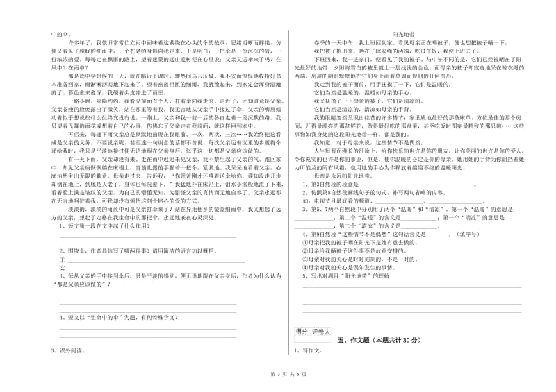 吉林省小升初语文过关检测试题A卷 附解析.doc_第3页