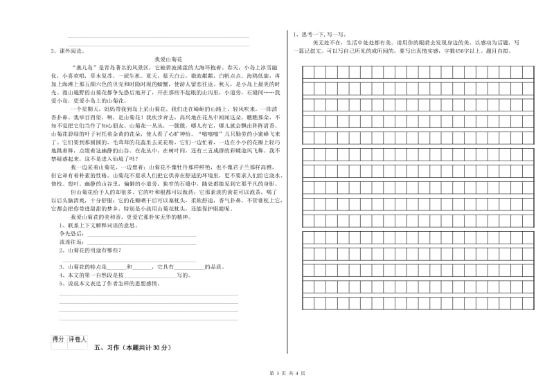 北海市实验小学六年级语文下学期月考试题 含答案.doc_第3页