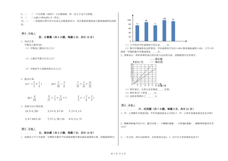 周口市实验小学六年级数学【上册】强化训练试题 附答案.doc_第2页