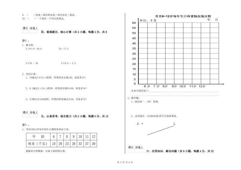 吉林省重点小学四年级数学【下册】过关检测试卷 附解析.doc_第2页