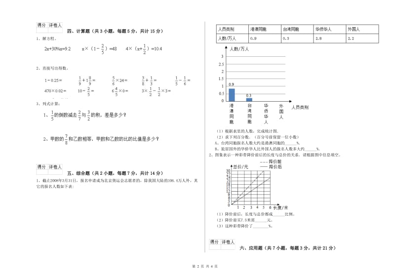 南昌市实验小学六年级数学下学期综合检测试题 附答案.doc_第2页