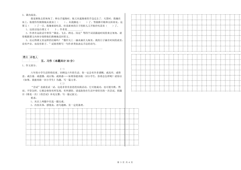 宁波市实验小学六年级语文下学期综合检测试题 含答案.doc_第3页